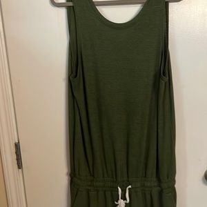 Green romper with draw string and side pockets